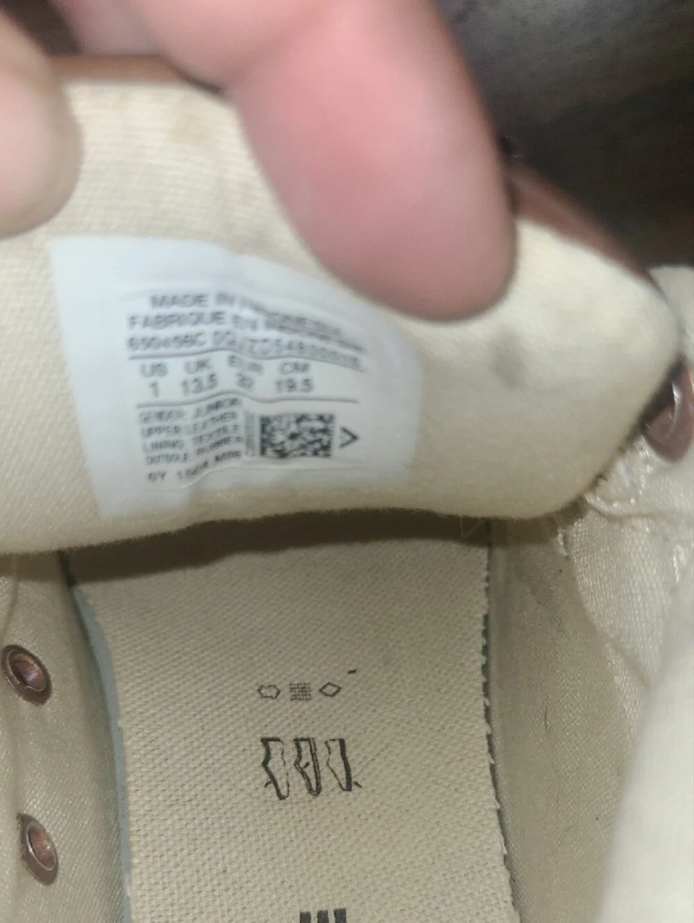 Converse Kids Brown and White Leather Mid Sneakers Size 1